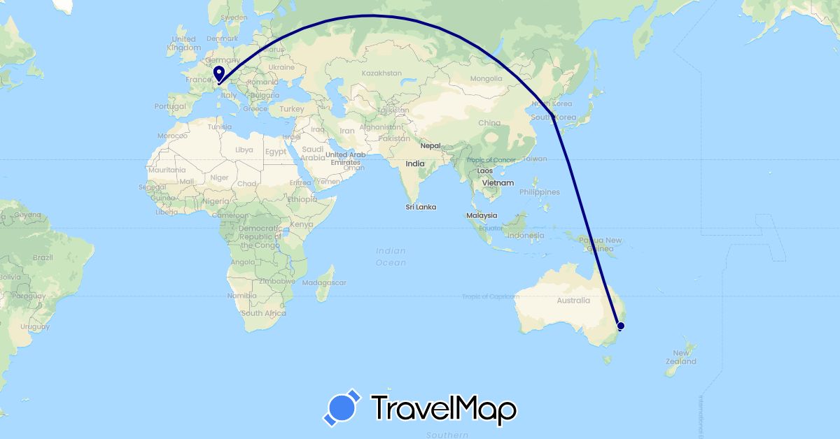TravelMap itinerary: driving, bus in Australia, Italy, South Korea (Asia, Europe, Oceania)